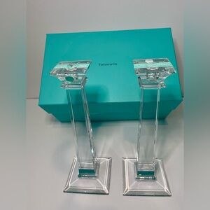 Tiffany & Co. Home Essentials Classic Candlesticks in Crystal Glass - New in Box